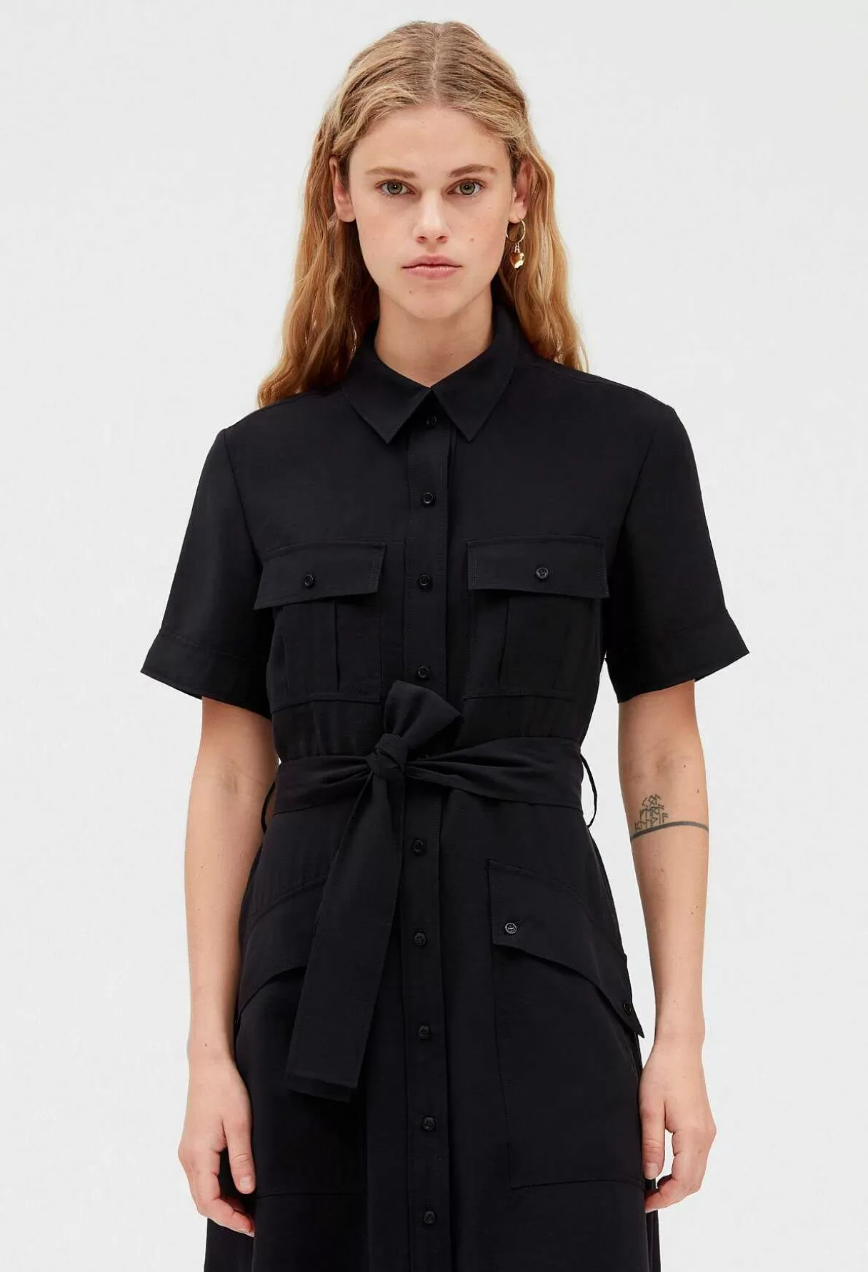 Claudie Pierlot Robe Midi Fluide Manches Courtes Hot