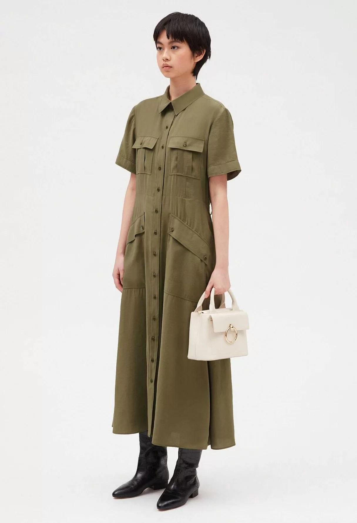 Claudie Pierlot Robe Midi Fluide Manches Courtes Fashion