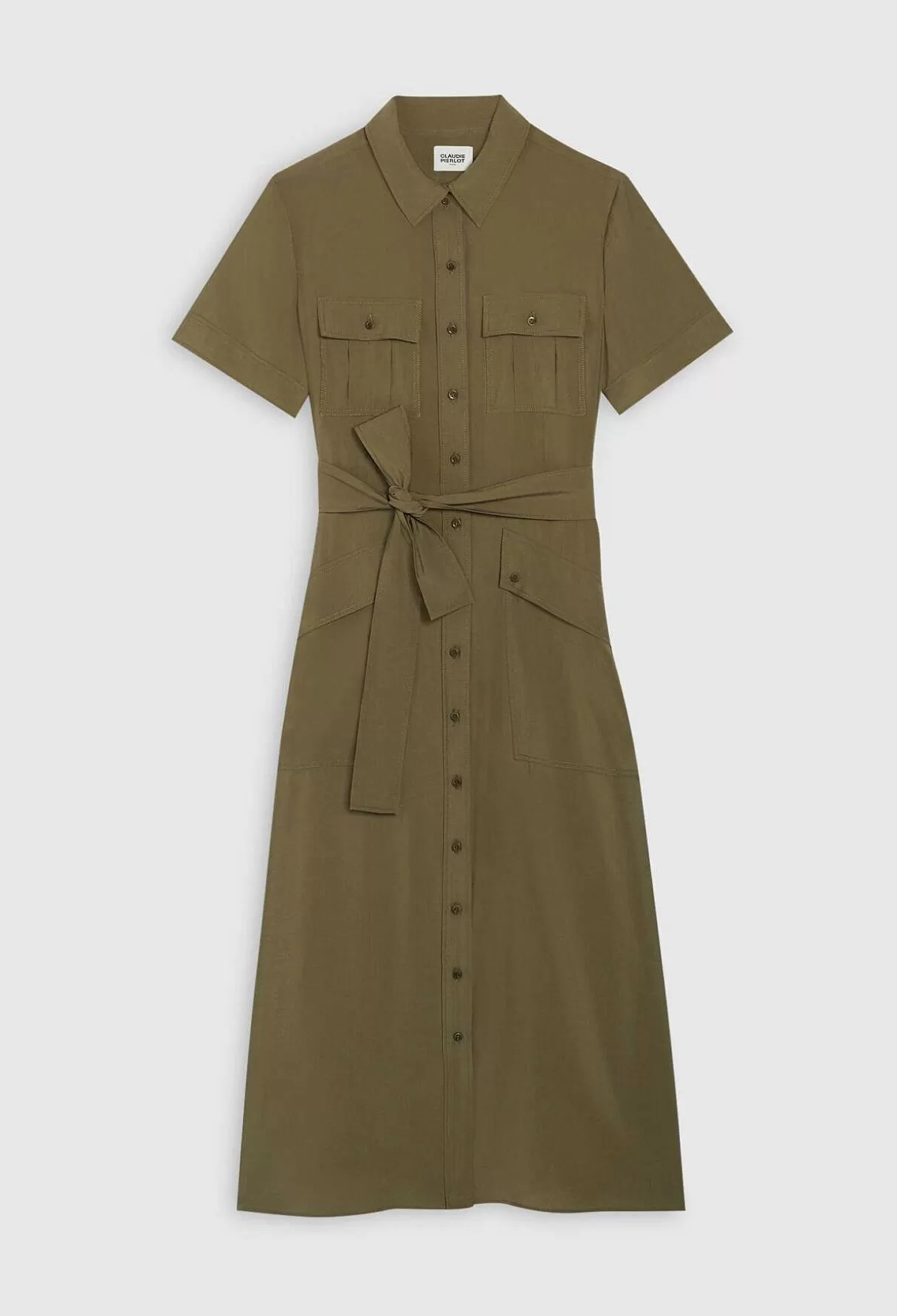 Claudie Pierlot Robe Midi Fluide Manches Courtes Fashion