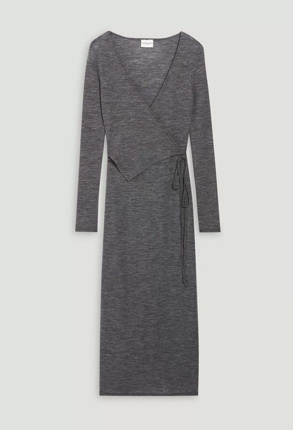 Claudie Pierlot Robe Midi Jersey Laine Gris Clair Clearance