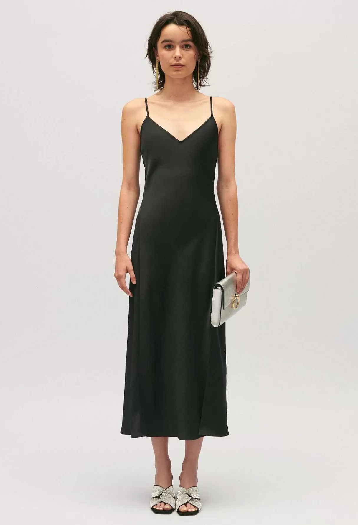 Claudie Pierlot Robe Nuisette Midi Noire Outlet