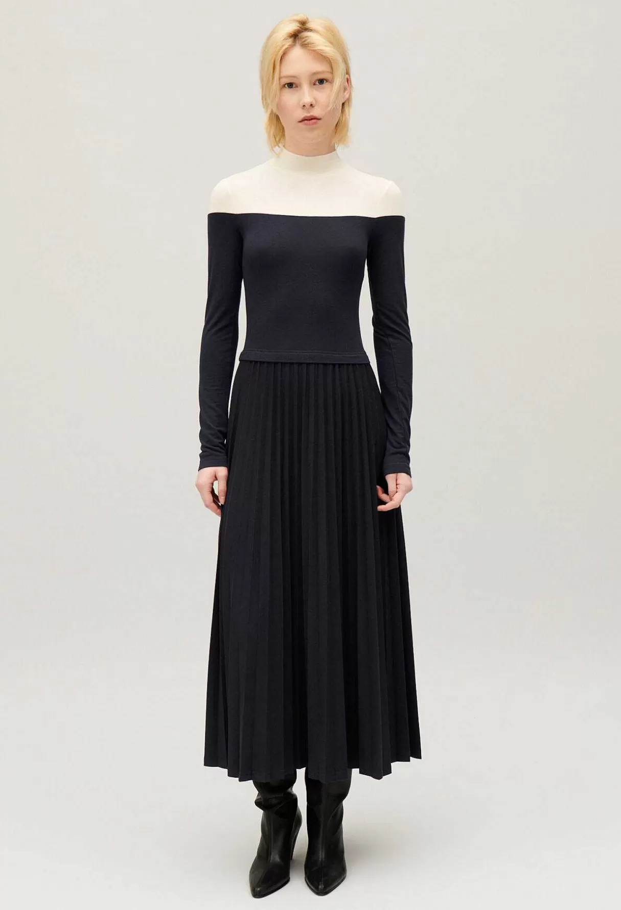 Claudie Pierlot Robe Twist Longue Plissee Tricolore Store