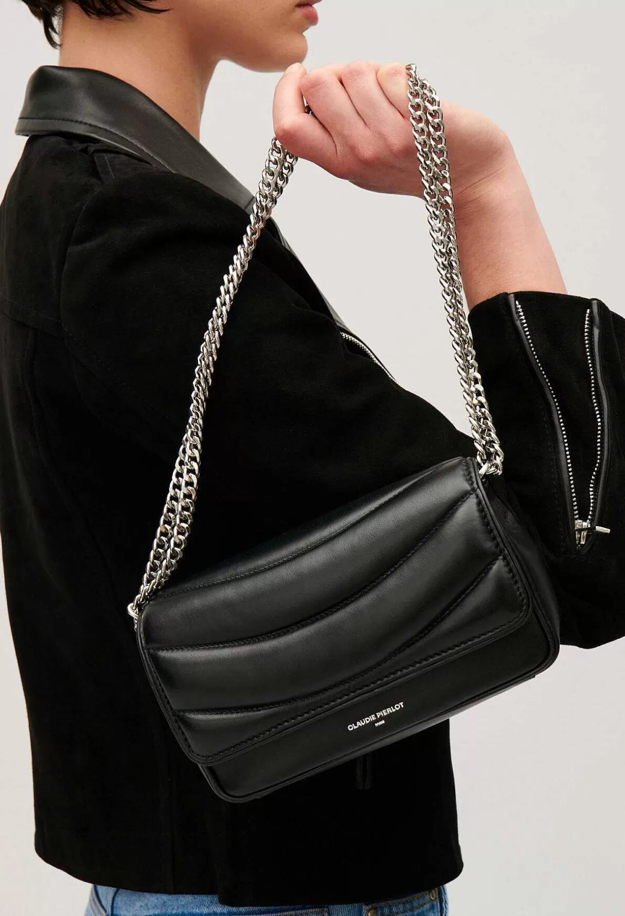 Claudie Pierlot Sac Angelina Matelasse Cuir Noir Cheap