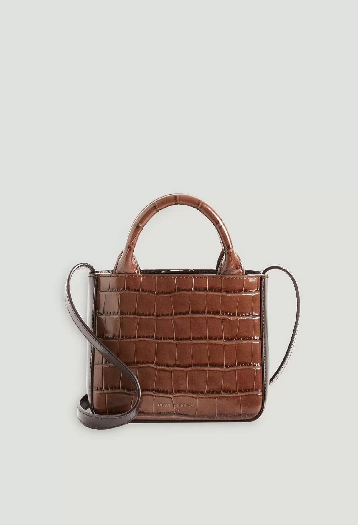 Claudie Pierlot Sac Anoucko Nano Cuir Embosse Marron Sale