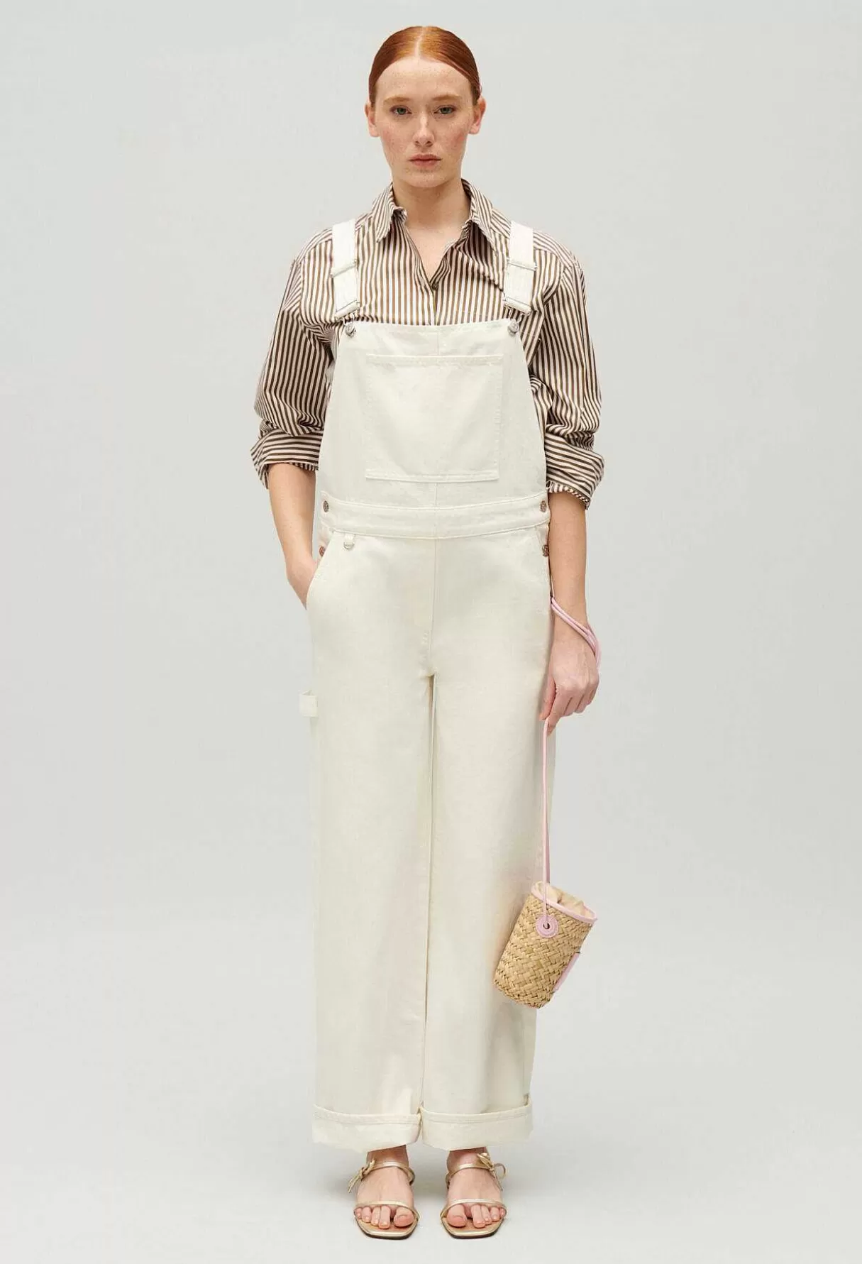 Claudie Pierlot Salopette En Denim Ecru Discount