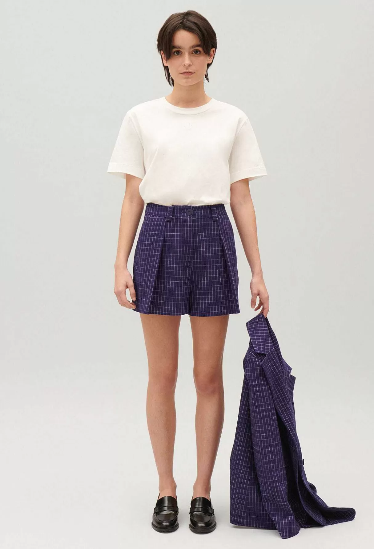 Claudie Pierlot Short Carreaux Indigo Best