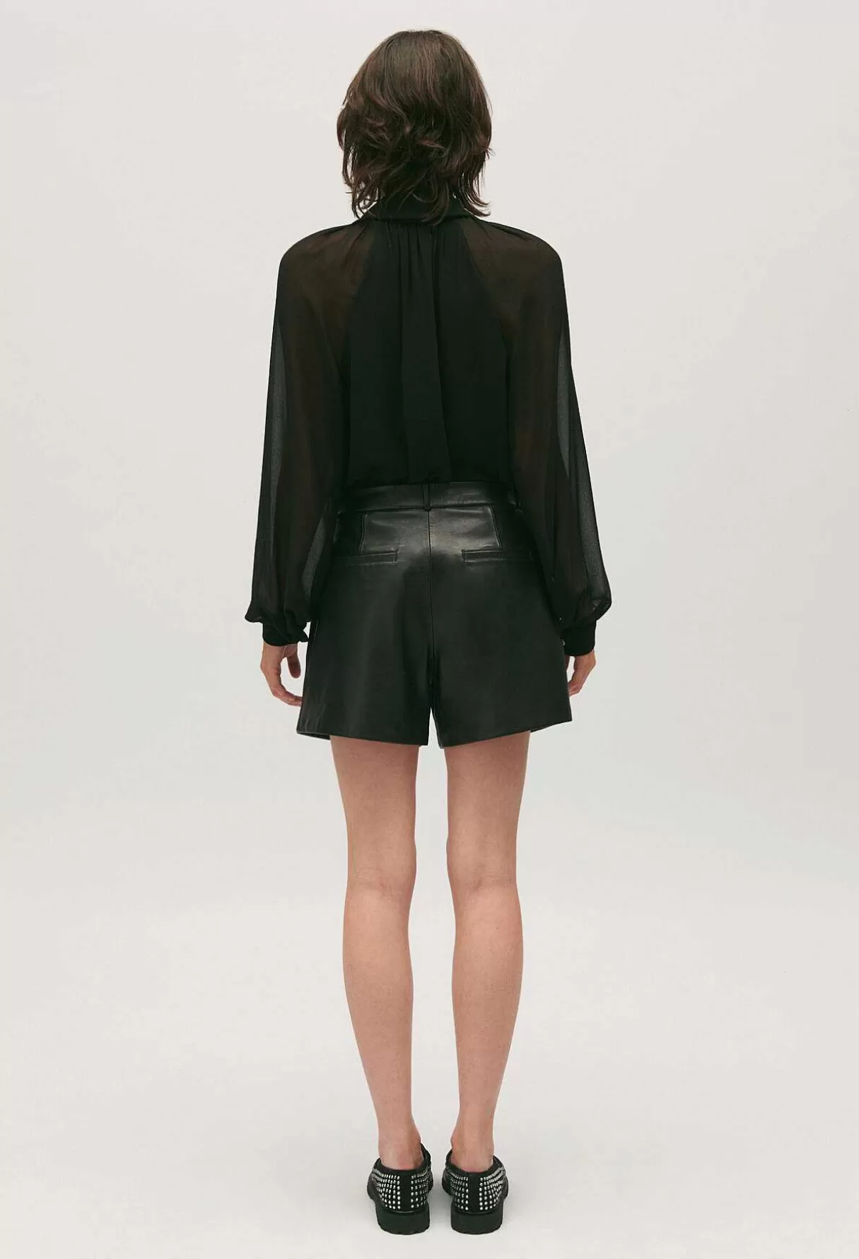 Claudie Pierlot Short Cuir Noir Flash Sale