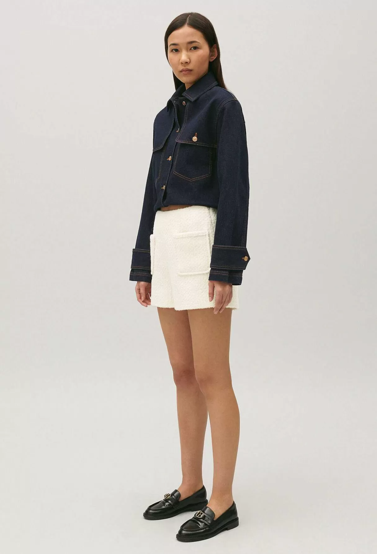 Claudie Pierlot Short En Tweed Ivoire Best Sale