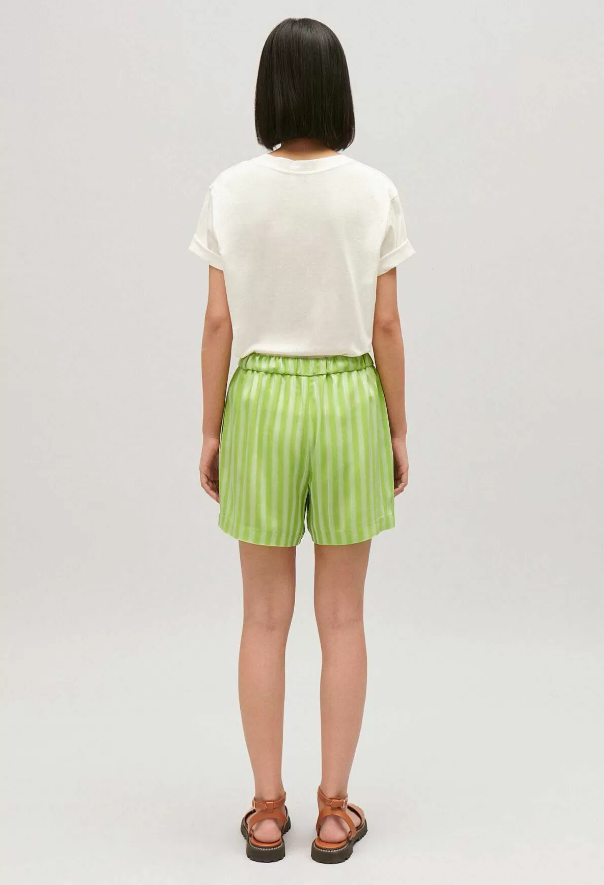 Claudie Pierlot Short Fluide Rayures Matcha Cheap