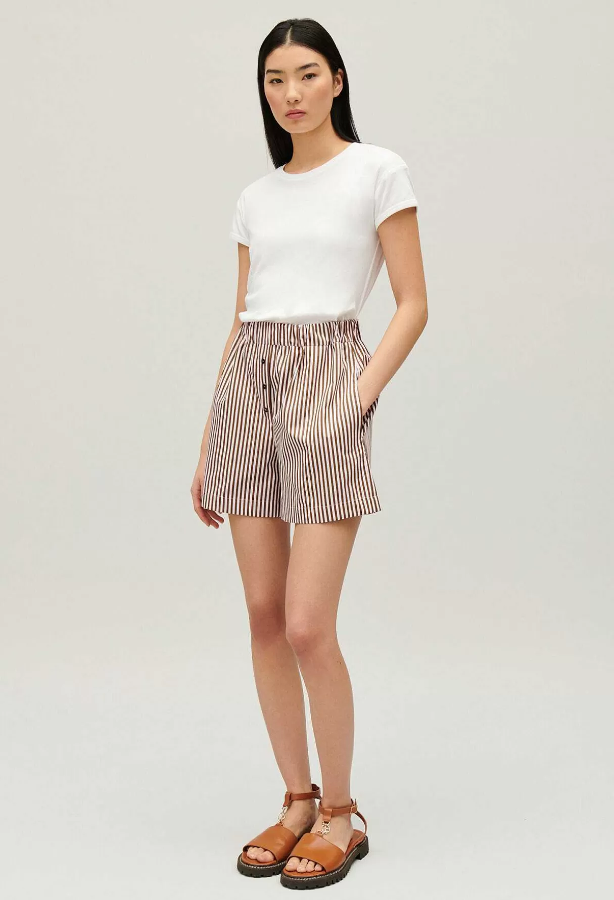 Claudie Pierlot Short Rayures Bronze Hot