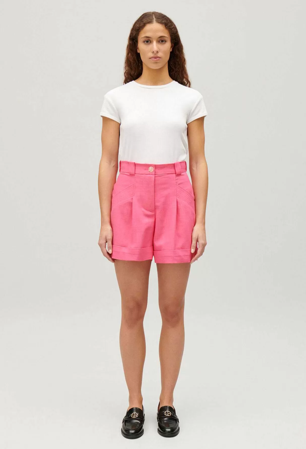 Claudie Pierlot Short Taille Haute Rose Sale