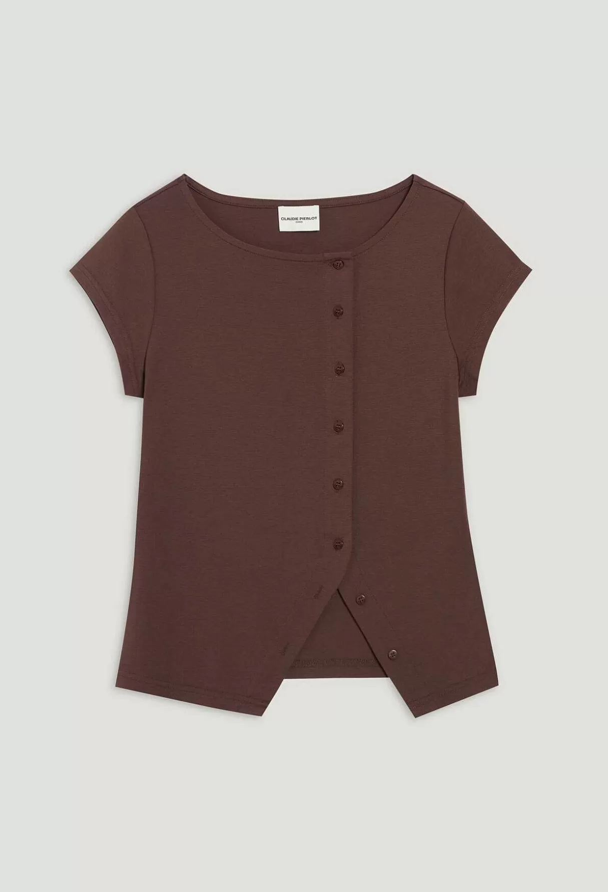 Claudie Pierlot Top Boutonne Asymetrique Marron Clearance