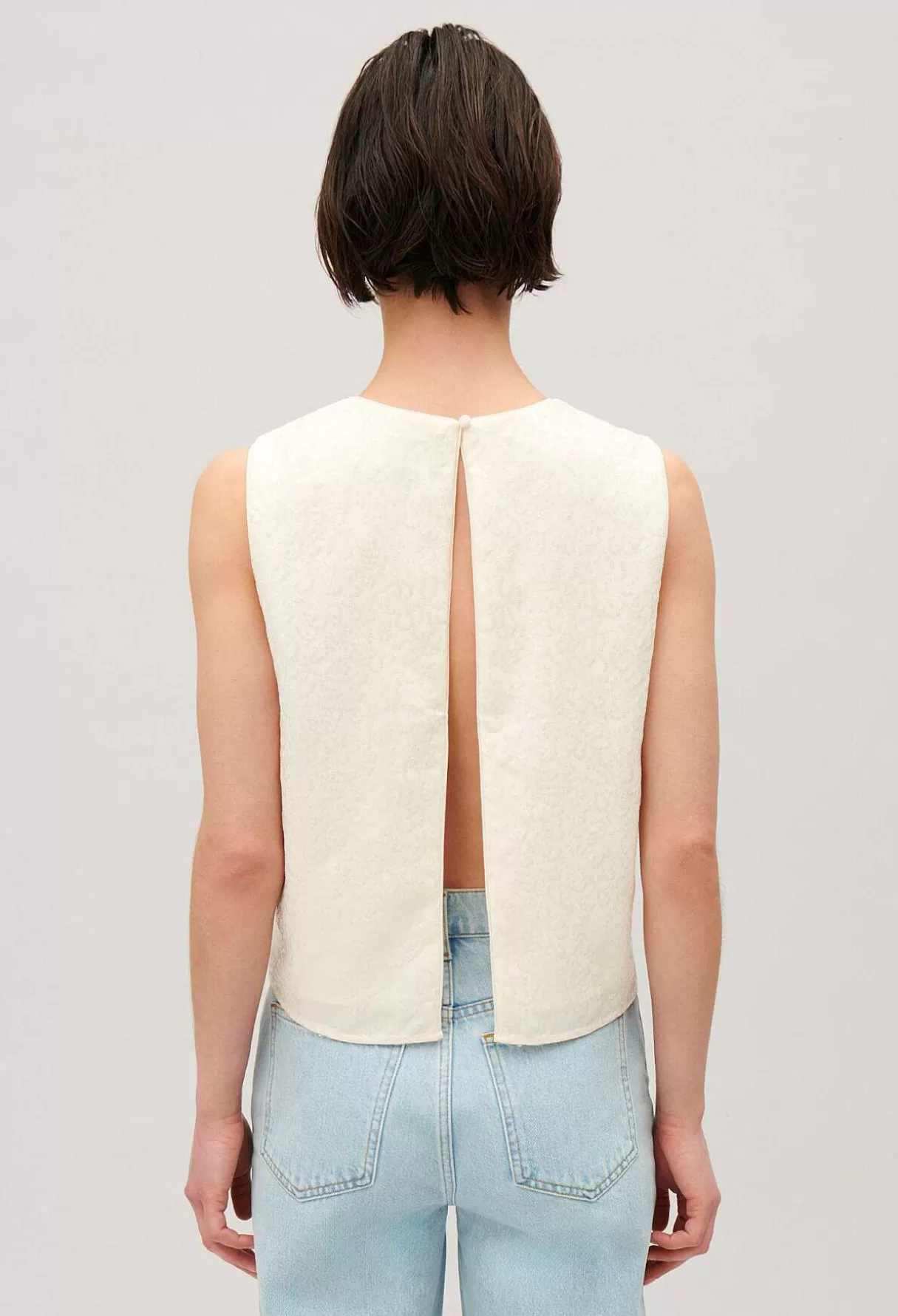 Claudie Pierlot Top Sans Manches Paillettes Ecru Sale