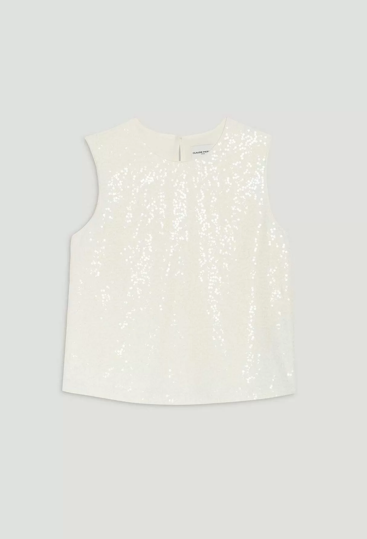 Claudie Pierlot Top Sans Manches Paillettes Ecru Sale