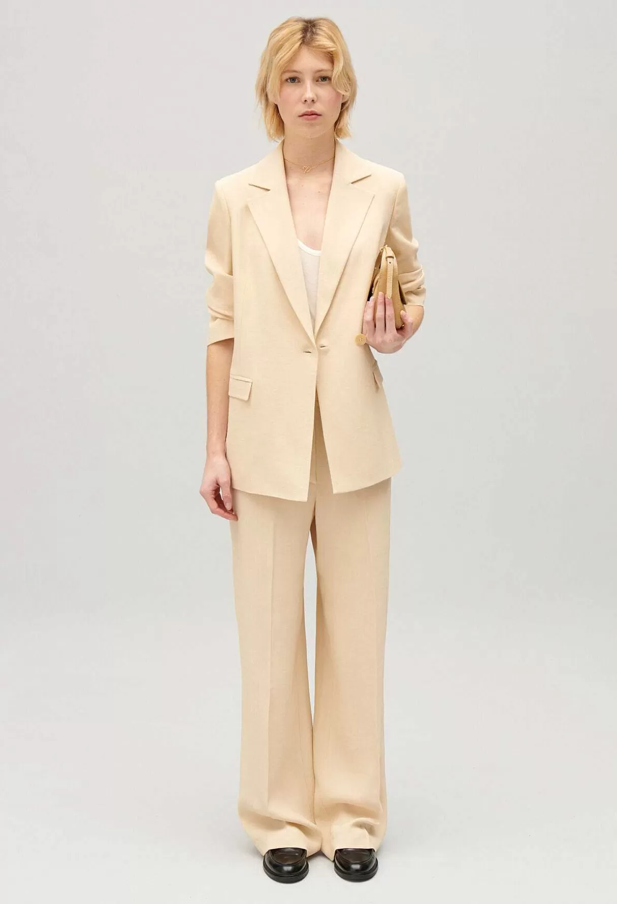 Claudie Pierlot Veste Costume Texturee Beige Hot