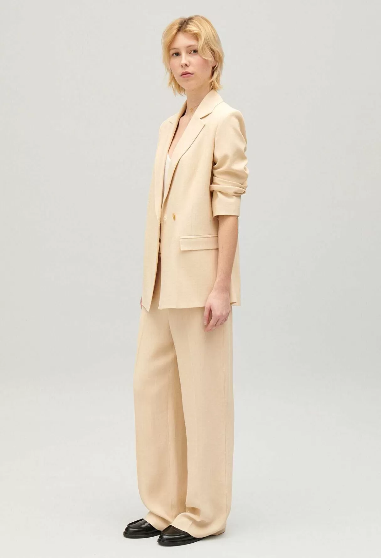 Claudie Pierlot Veste Costume Texturee Beige Hot