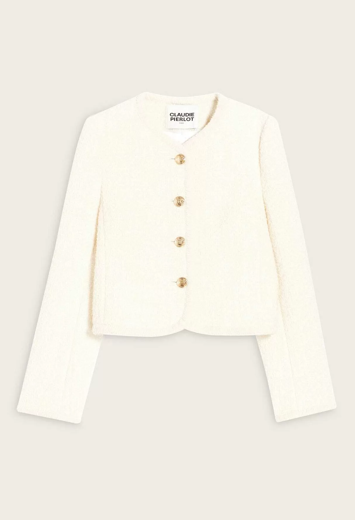 Claudie Pierlot Veste Courte Tweed Ivoire Outlet