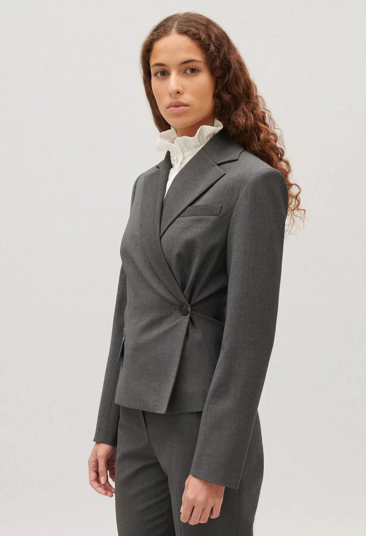 Claudie Pierlot Veste Tailleur Cache-Coeur Gris Chine Online