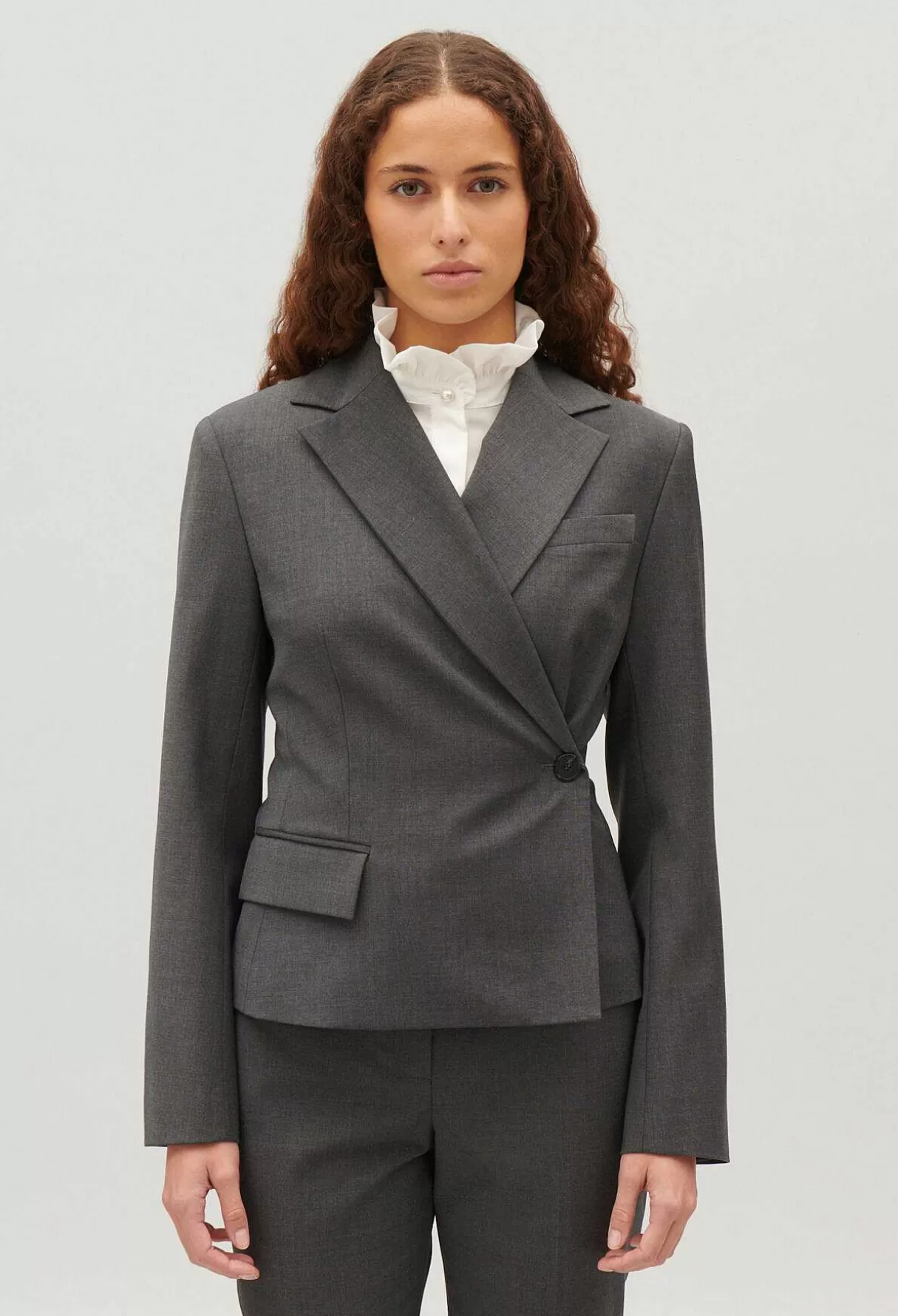 Claudie Pierlot Veste Tailleur Cache-Coeur Gris Chine Online
