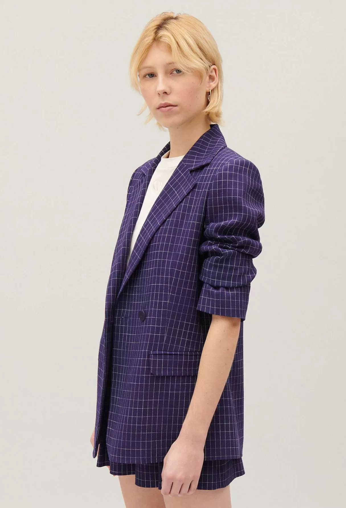 Claudie Pierlot Veste Tailleur Carreaux Indigo New